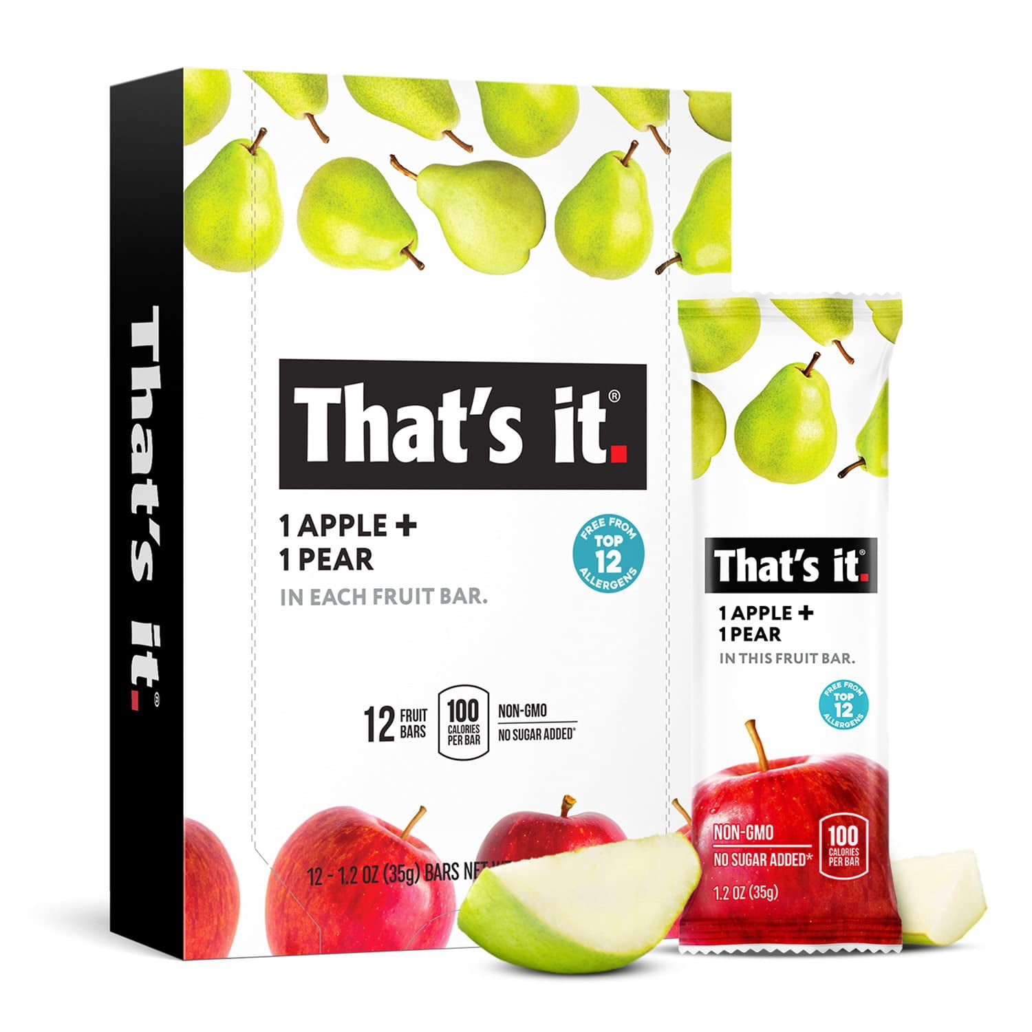 That's it. Apple + Pear 100% Natural Real Fruit Bar, Best High Fiber ...