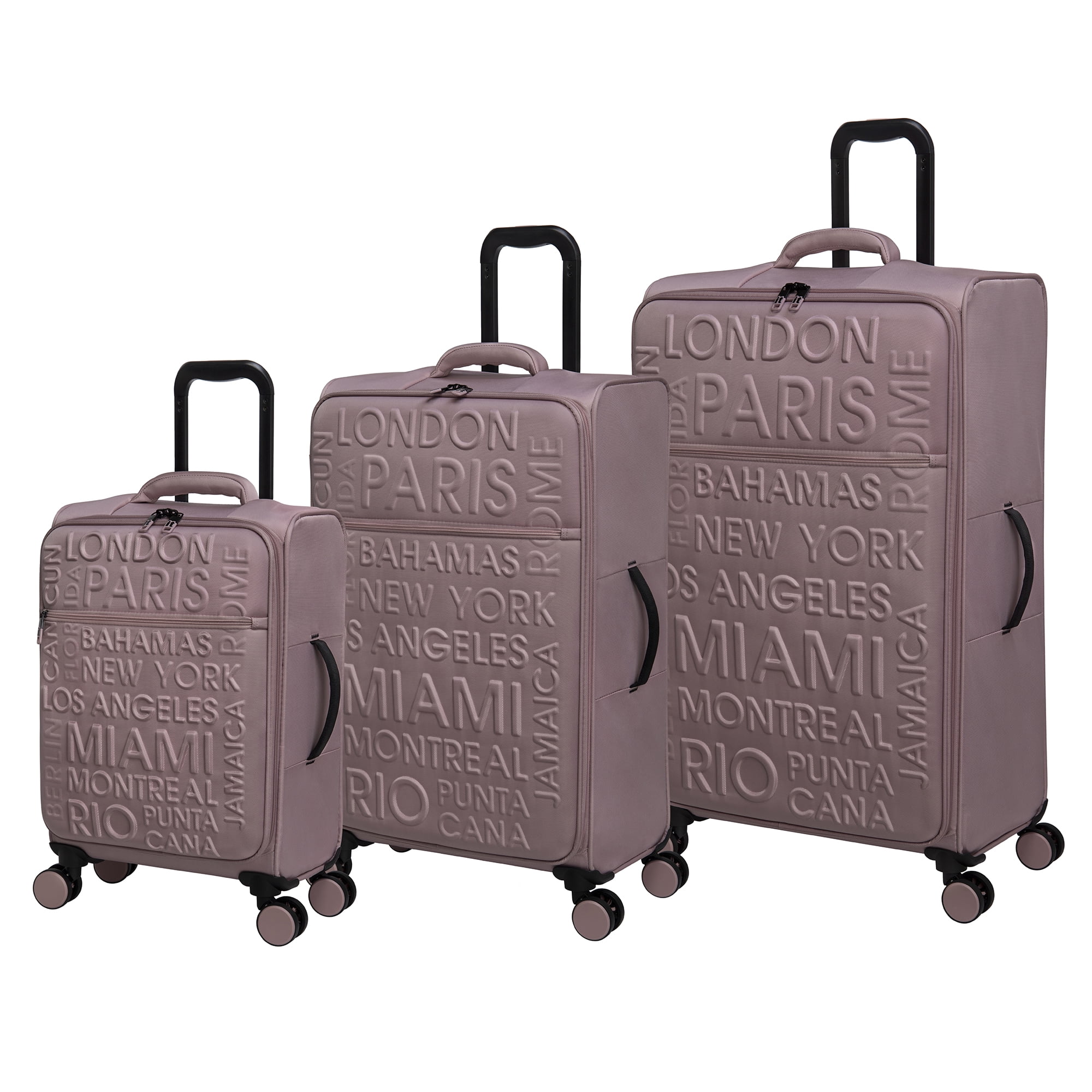 it luggage Citywide 3 Piece Softside 8 Wheel Spinner Set, Pale Mauve