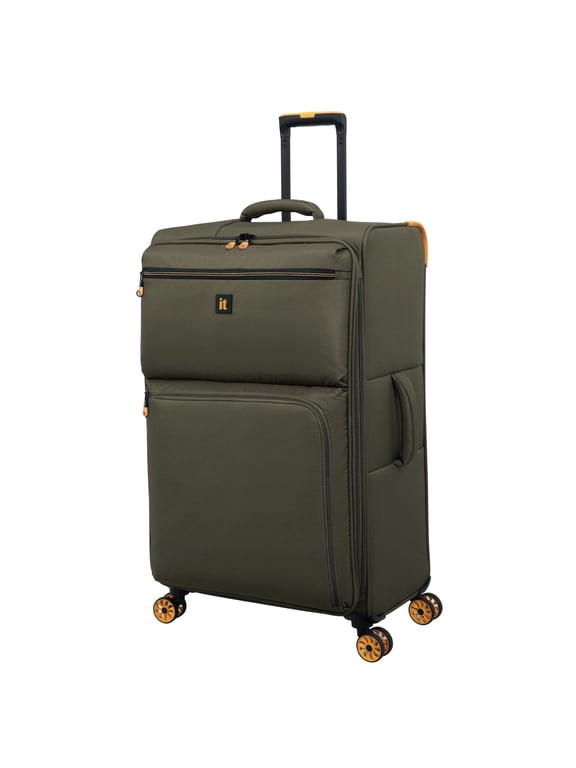28" Compartment Checked Expandable Spinner Softside Dark Olive