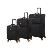 it luggage Compartment 3 Piece Set Softside 8 Wheel Expandable Luggage Suticase Spinner, Black