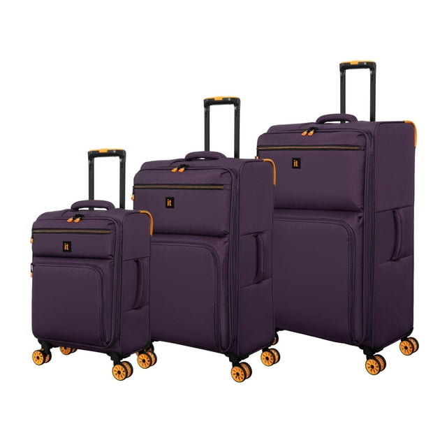it luggage Compartment 3 Piece Set Softside 8 Wheel Expandable Spinner, Plum Perfect