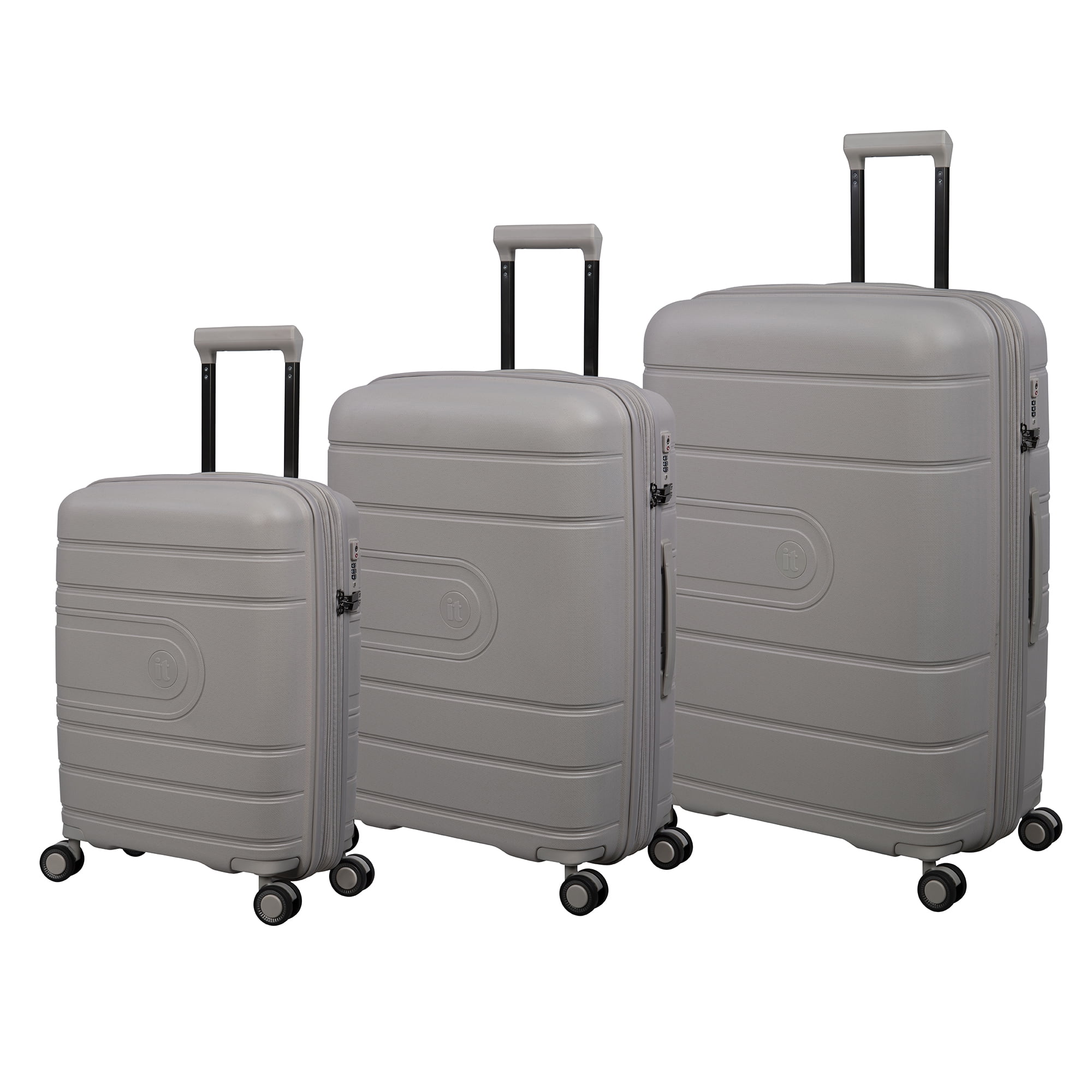 it luggage Eco-Tough 3 Piece Hardside 8 Wheel Expandable Spinner Luggage Set, Silver Lining