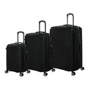 it luggage Traversed 3 Piece Hardside 8 Wheel Expandable Luggage Suitcase Spinner Set, Black