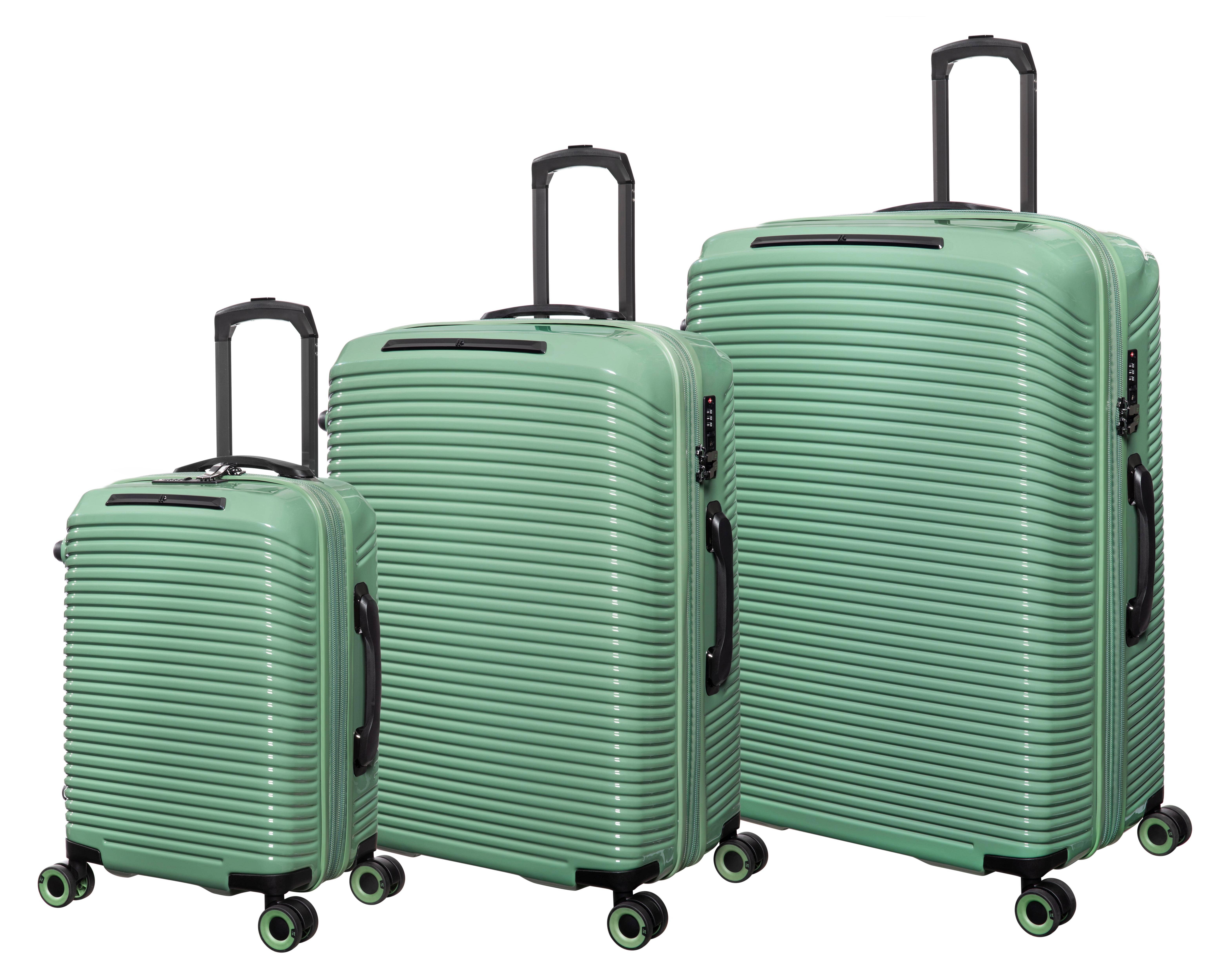 it luggage Traversed 3 Piece Hardside 8 Wheel Expandable Luggage Suitcase Spinner Set, Hedge Green
