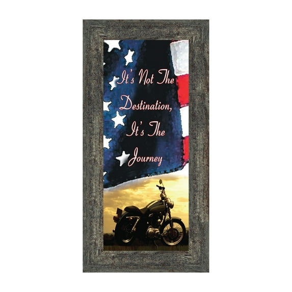 Harley Davidson Gifts for Men and Women, Patriotic Harley Accessories, Harley Davidson Wedding Gifts, Sunset American Flag for Harley Riders, "It's Not the Destination" Unique Motorcycle Decor, 7852