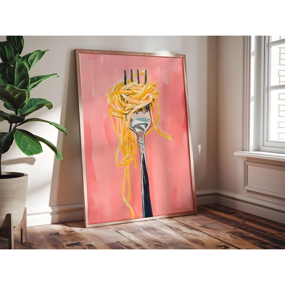 italian Pasta Poster Art Mounted & Kitchen Decor Handmade Culinary Gift