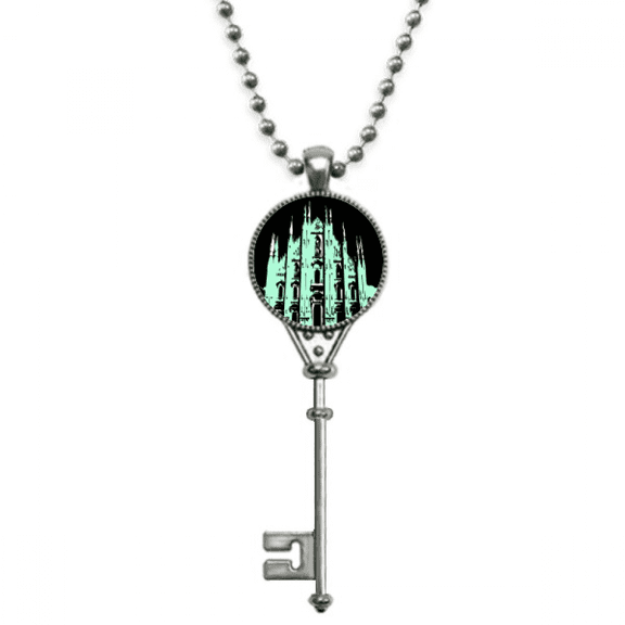 italy duomo di milano pendant vintage necklsilver key jewelry