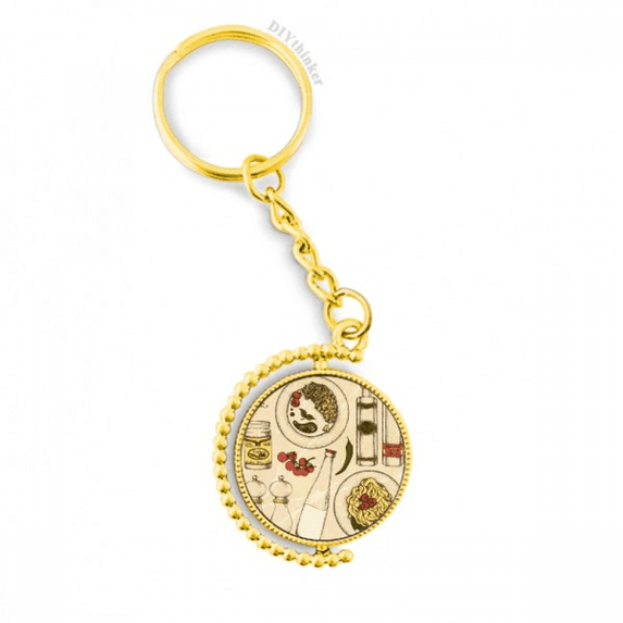 italy resident diet illustration metal connector key chain accessory en keyholder
