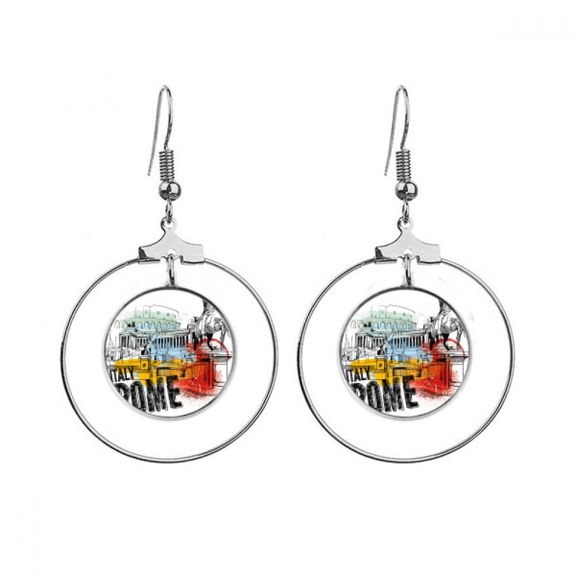italy rome landscape roman theater earrings dangle hoop jewelry drop circle