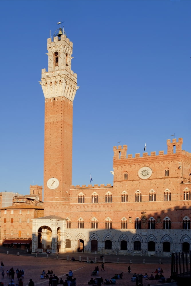 italy tuscany sienna - piazza del campo palazzo pubblico torre del mangia Canvas Art - Panoramic Images (27 x 9)
