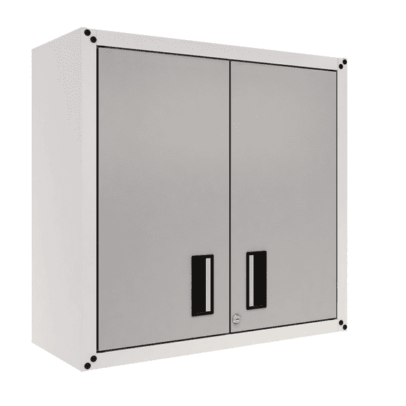 itbe Floating Garage Storage Cabinet - Heavy-Duty Wall Mount Steel Cabinet, Lockable 2-Door Design, Removable Shelf, 44 lbs Capacity, Ready-to-Assemble Metal Garage Organizer (White and Grey)