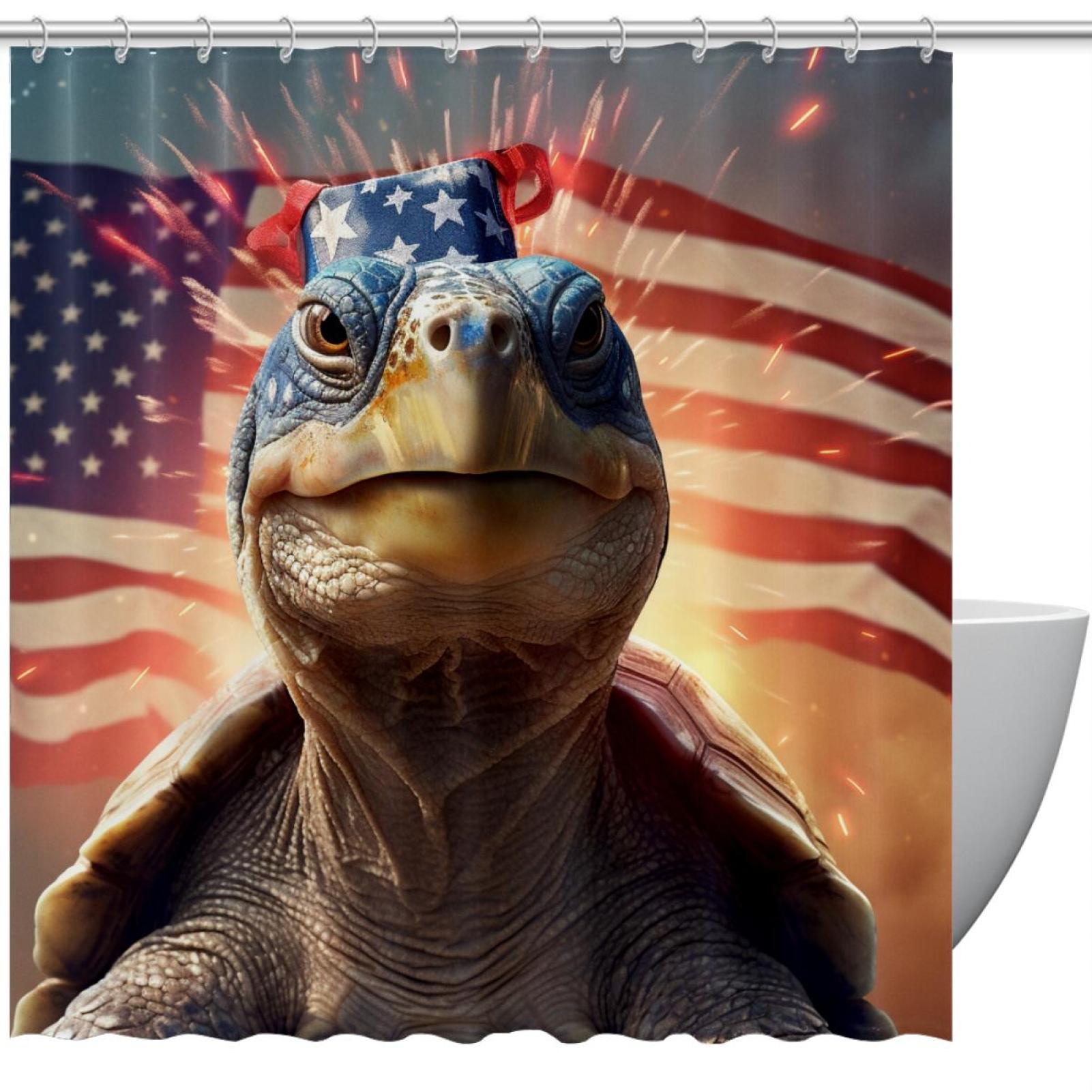 itdsatrgt American Flag Turtle Shower Curtain for Your Bathroom, 66 x