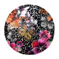 itdsatrgt Butterflies Flowers on Leopard Spots Round Shaggy Rug Shag