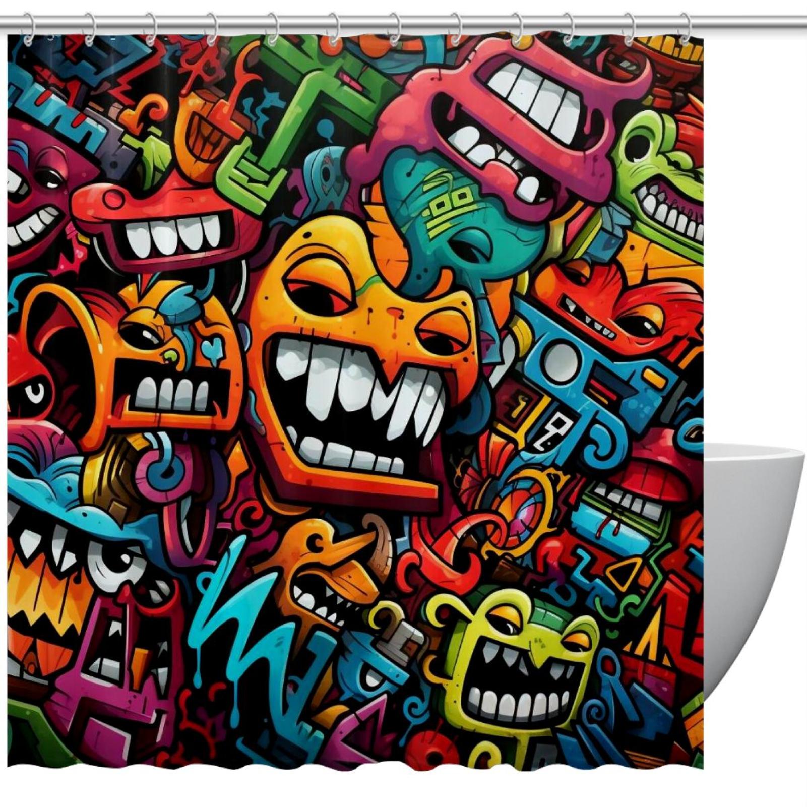 itdsatrgt Colorful Graffiti Pattern 60" x 72" Shower Curtain, Art Decor