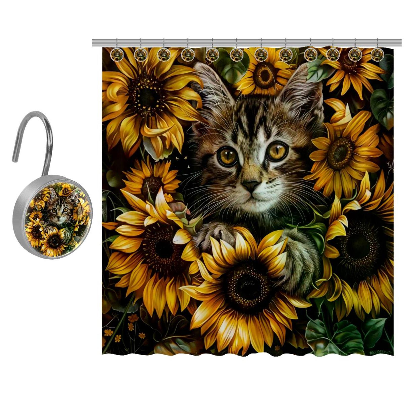 itdsatrgt Long Shower Curtain, 36x72 Shower Curtain Set with 9 Shower