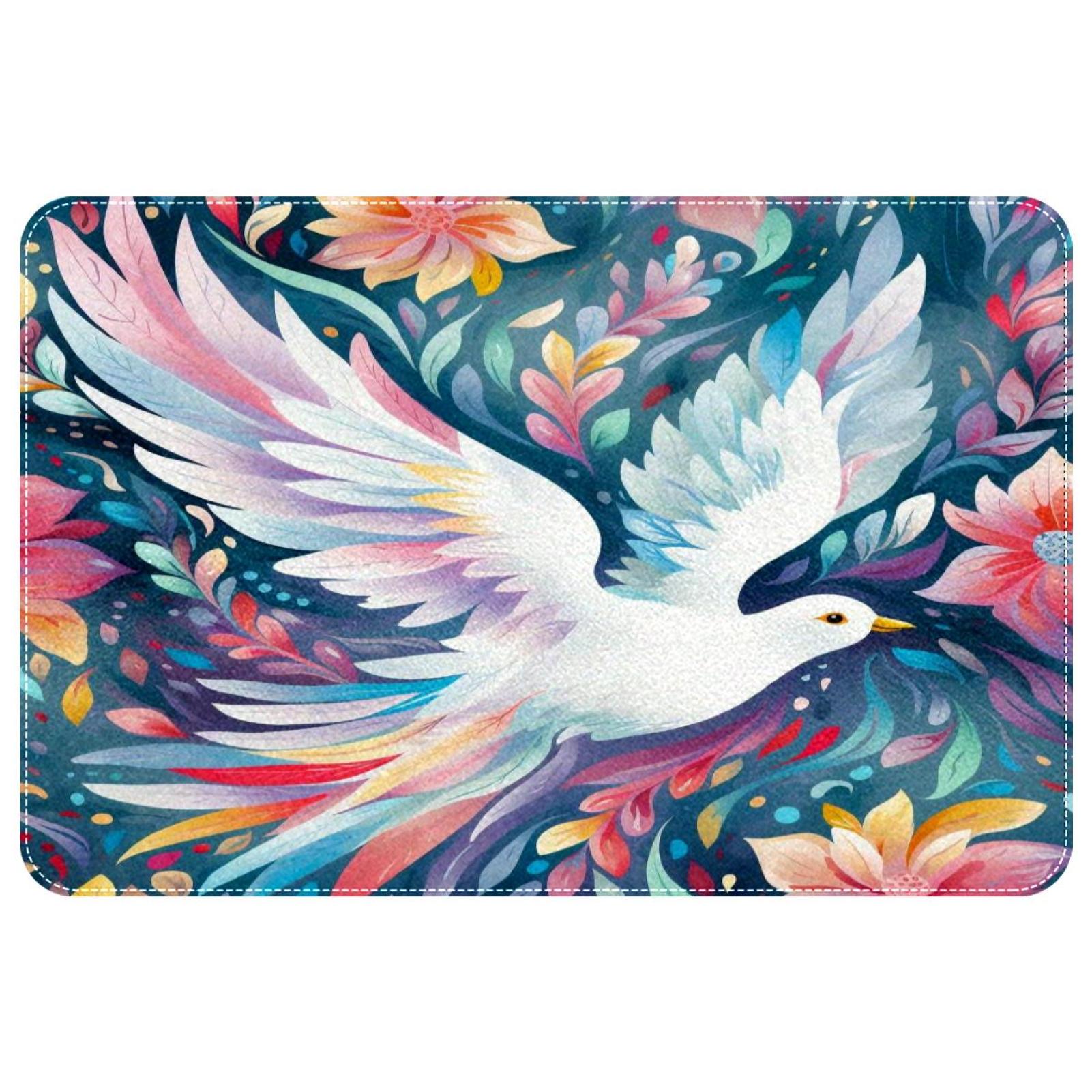itdsatrgt Peace Dove Flower Pattern Indoor Door Mat, NonSlip Absorbent