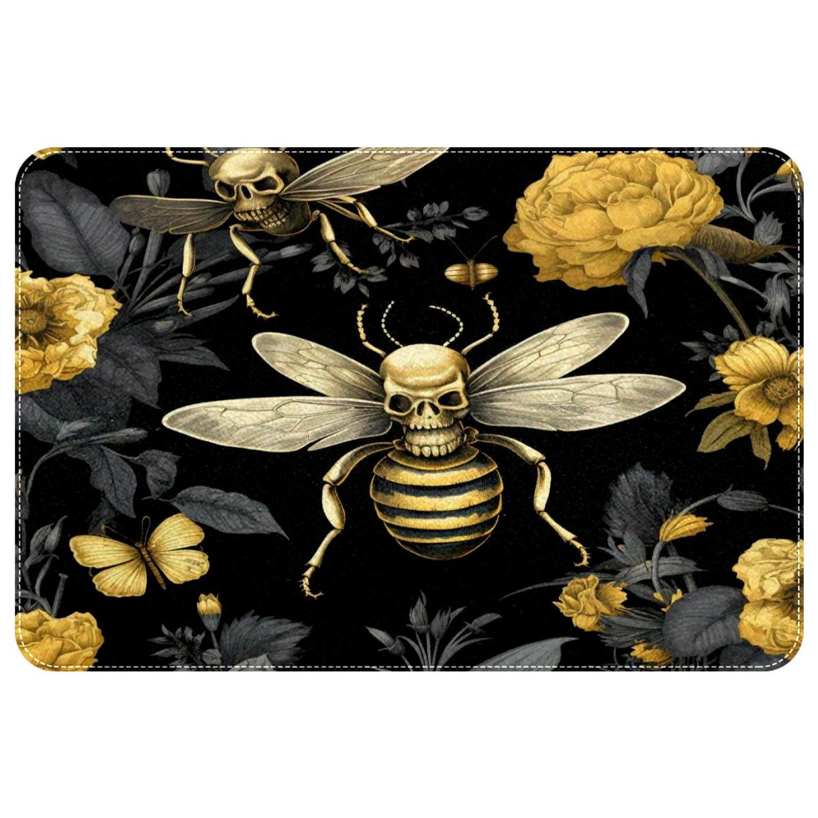 itdsatrgt Scary Bee Flowers Indoor Door Mat, NonSlip Absorbent Doormat