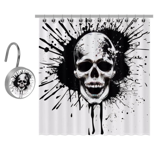 itdsatrgt Shower Curtain with 10 Shower Curtain Hooks Sets, Black