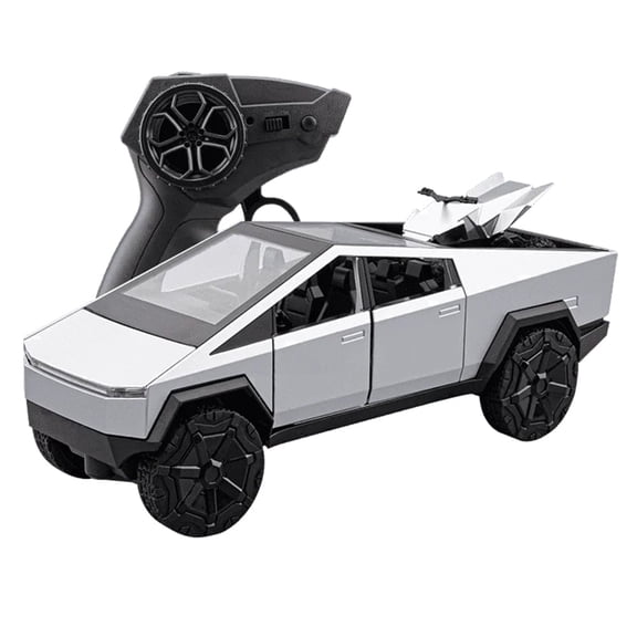 BDTCTK 1:24 RC Radio Control Cybertruck Pickup Truck Remote Control Car Toy for Kids, 2.4GHz Sound and Light Model Car, Die-casting Alloy Vehicle Collection Gift Silver