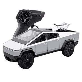 BDTCTK 1:24 RC Radio Control Cybertruck Pickup Truck Remote Control Car Toy for Kids, 2.4GHz Sound and Light Model Car, Die-casting Alloy Vehicle Collection Gift Silver