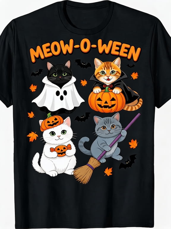 item picture black hallo cat graphic tee o cute vampire kitten pumpkin bat shirt for cat lovers hallo casual wear