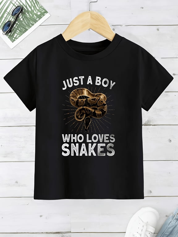 item picture boys reptile themed breathable t shirt with snake pattern short sleeve crew neck top for casual wear for reptile machine washable snake design for animal enthusiasts comfortable