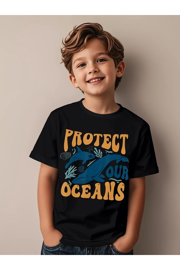 item picture guardian of t shirt whale ocean theme series short sleeve t shirt for boys and girls casual childrens clothing suitable for birthday gifts daily wear apparel