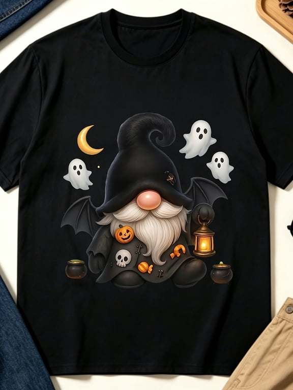 item picture halloween cute gnome style mens t shirt gnome with ghosts pumpkin and lantern design versatile match tee plus size