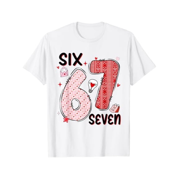 item picture kids number 67 valentine t shirt 6 7 funny soft breathable white short sleeve shirt with number 67 for boys girls round neck casual wear