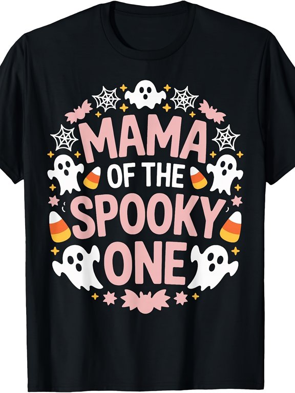 item picture look mama of the spooky one t shirt retro casual crew neck printed t shirt