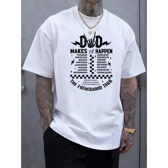 item picture mens dad themed t shirt dad the tour graphic print short sleeve crew neck casual shirt machine washable suitable for fathers day gift casual attire year round di