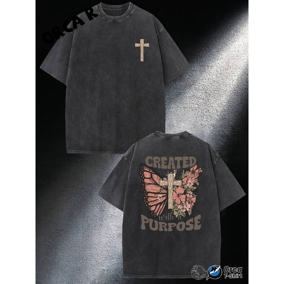 item picture mens heavyweight vintage washed short sleeve t shirt featuring a cross and with ephesians print stylish and trendy soft and comfortable with a loose oversized fit