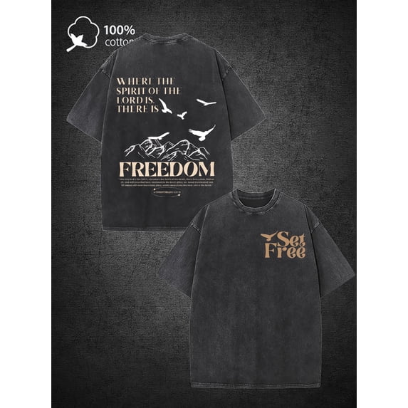 item picture mens washable t shirt featuring a double sided retro street made from 100 with a weight of 220g proclaiming that exists where of the lord is