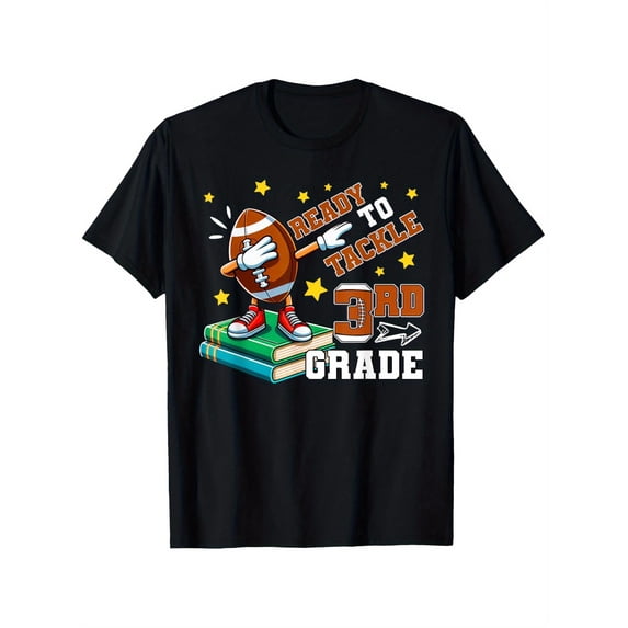 item picture ready to tackle third grade football team back to school t shirt casual round neck tee for boys girls spring summer clothing durable summer clothing best gift for boy girl