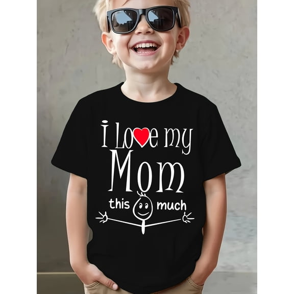item picture summer fashion boys short sleeve t shirts this much and i love this much letter element top ny dx5739 5740