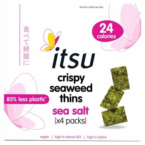 itsu Crispy Seaweed Thins Sea Salt Multipack 4 x 5g, British Import (Pack of 3)