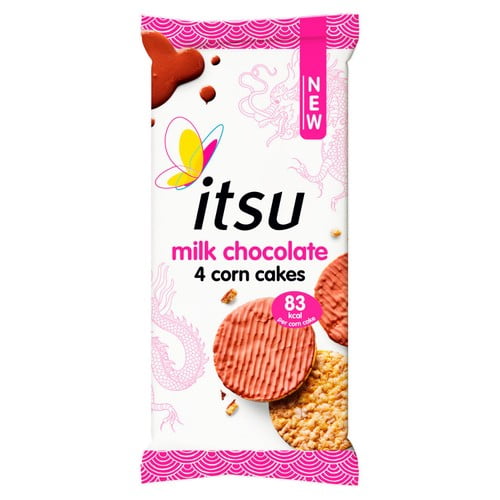 itsu Milk Chocolate Corn Cakes 4 x 17g, British Import (Pack of 3)