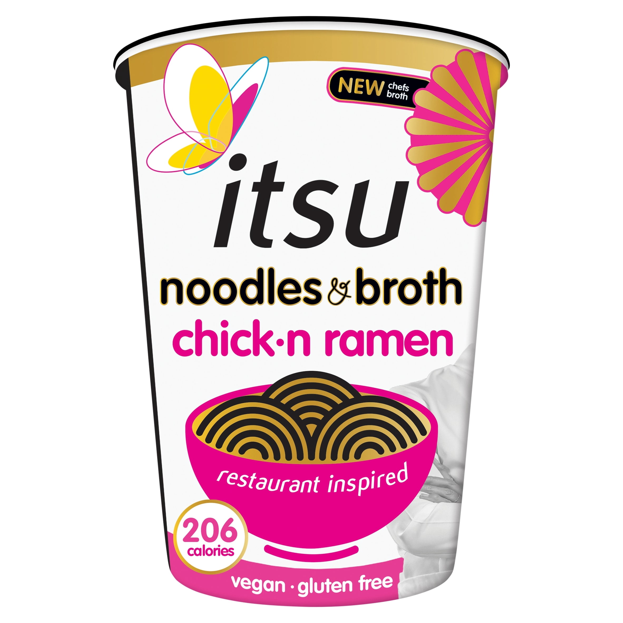 itsu chickn ramen instant noodles & broth pot 64g, Imported from Britain