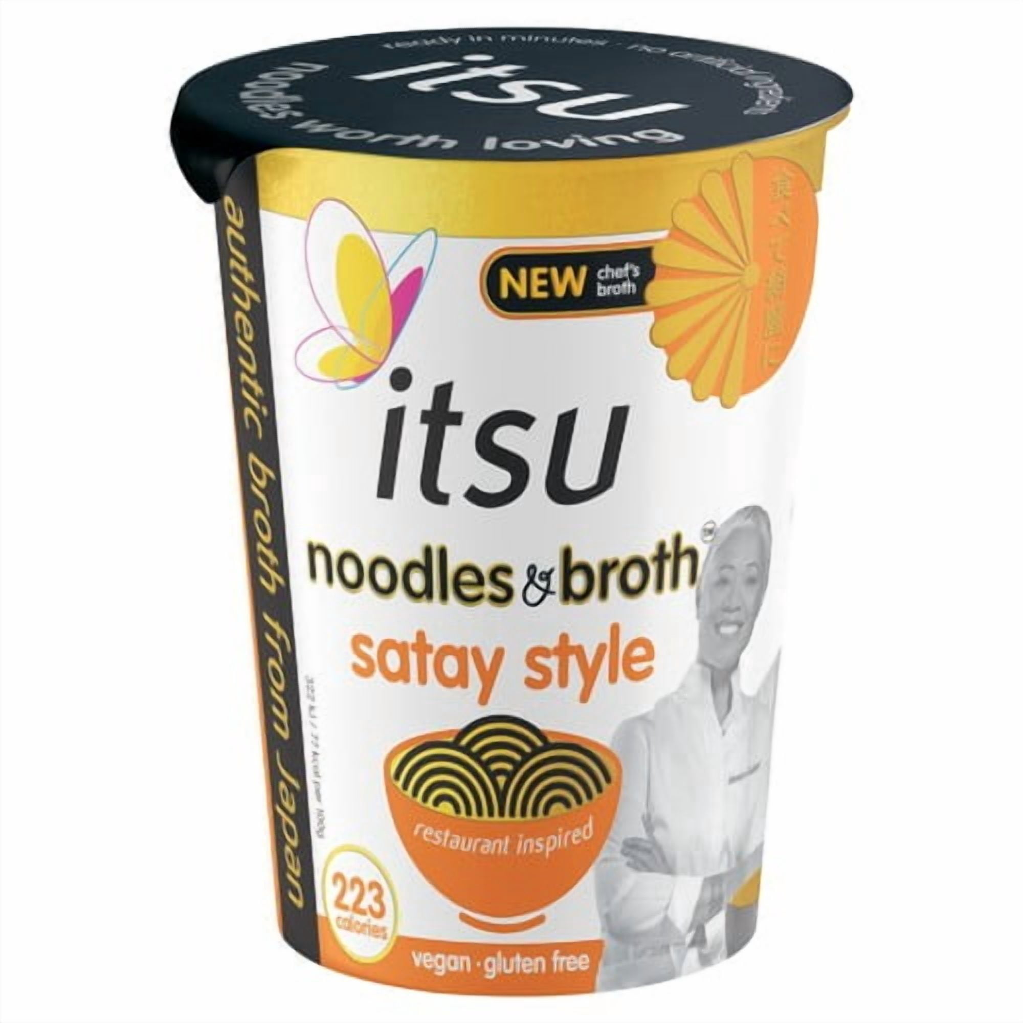 itsu satay style instant noodles & broth pot 64g, British Import (Pack of 3)