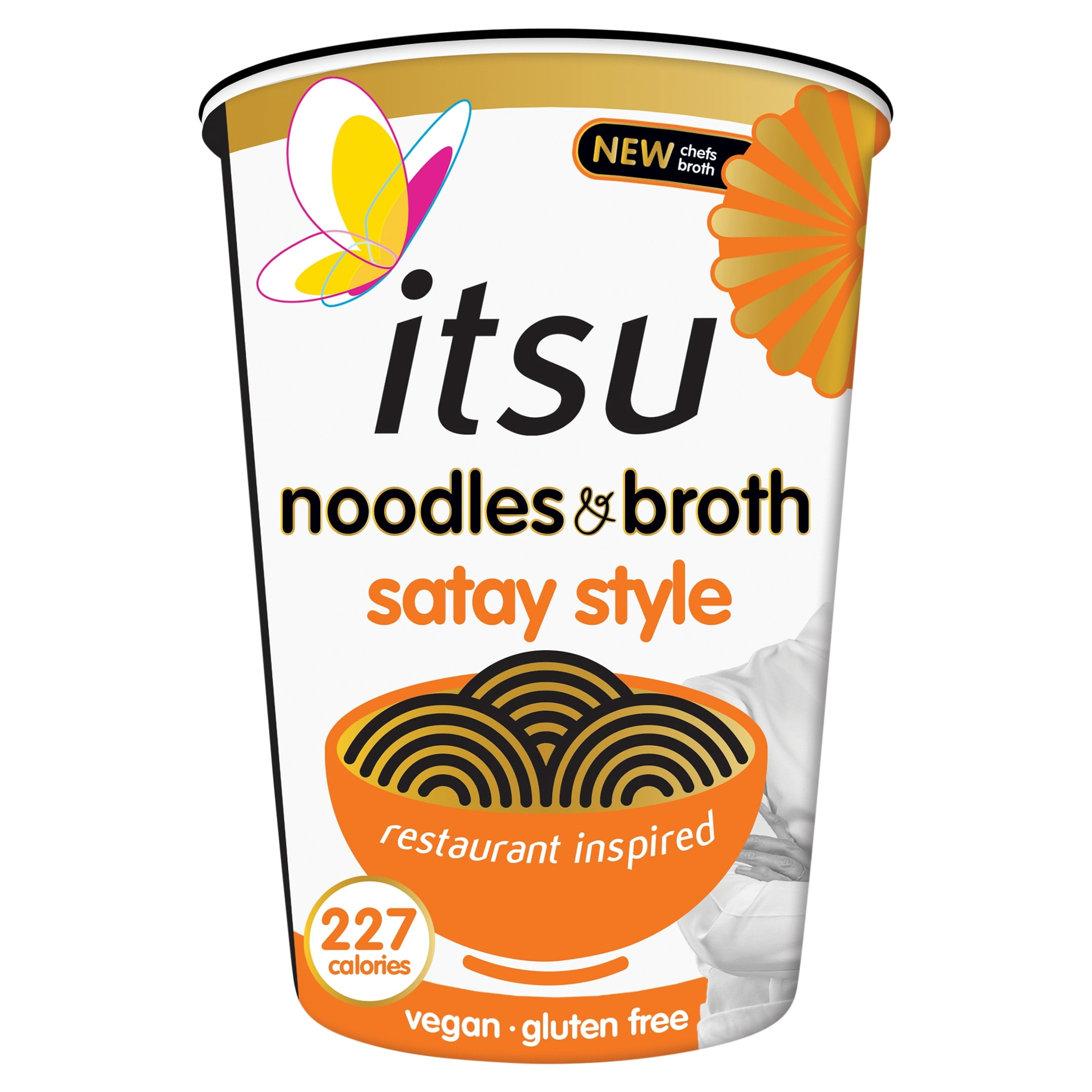 itsu satay style instant noodles & broth pot 66g, Imported from Britain