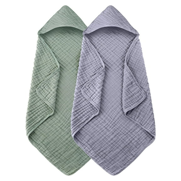 itvber Hooded Baby Towels for 2 Pack 100% Muslin Organic Cotton Baby Bath Towel with Hood 35 Inch for Babies Toddler Soft and Absorbent Boy and Girl Bath All Season