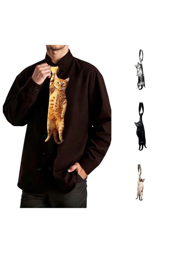 Men's Tie, 3D Fish Design Necktie Novelty Animal Pattern, Satin Fabric, Men's Fashion Tie, Valentines Day Gifts for Him