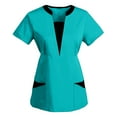 thumbnail image 1 of itvber Womens Scrubs Top V Neck Housekeeping Uniforms Women's Lightweight Stretchy Scrubs for Cleaning Jobs with Pocket Blue M, 1 of 2