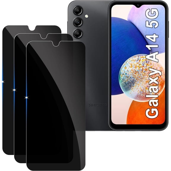 iuhds3 Pack Privacy Screen Protector for samsung galaxy A14 5G 9H Tempered Glass Anti-Spy Private Film Compatible for Samsung A14 5G Case Friendly