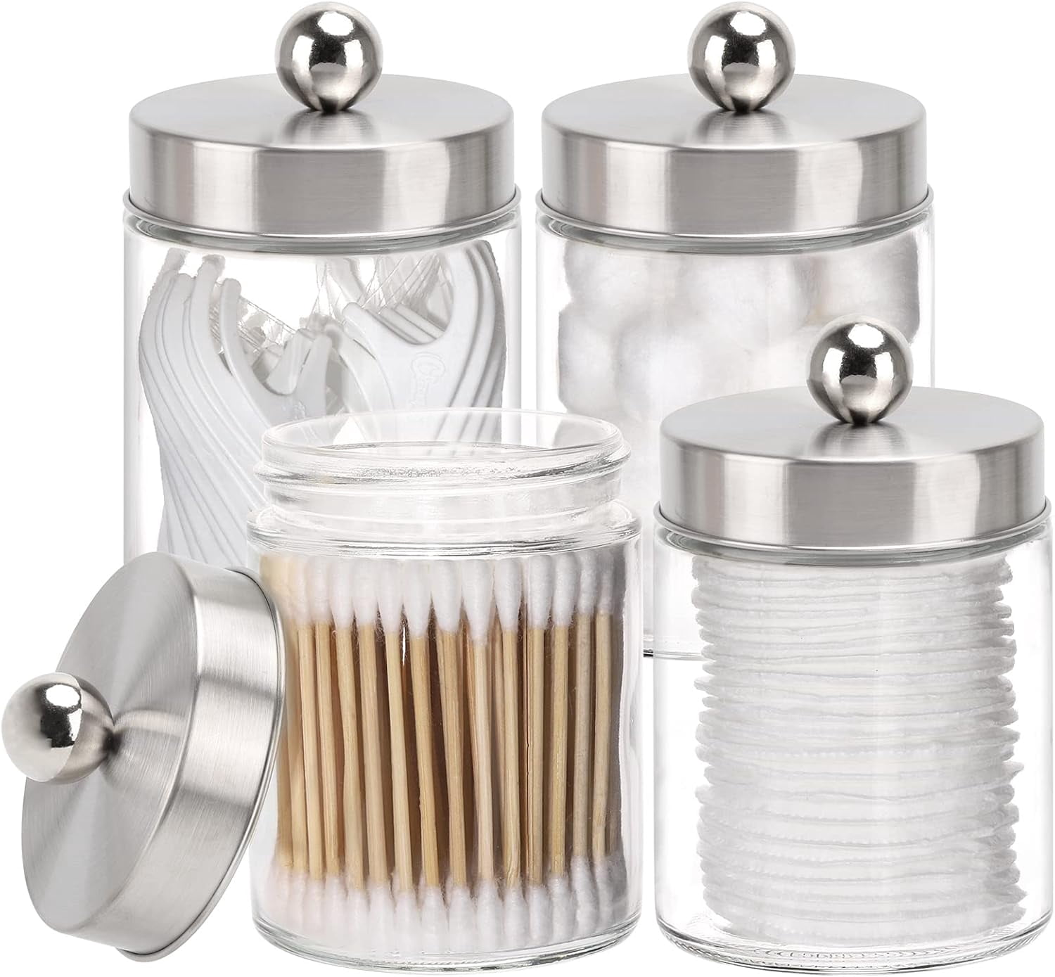 ghtuqweom Glass Qtip Holder Dispenser 10-Ounce Bathroom Containers ...