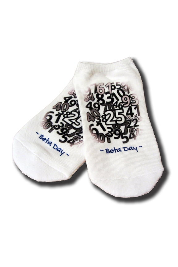 ivf socks, Lucky Beta Day Socks - BFP socks, Womens Medium No Show White