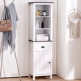 thumbnail image 1 of ivinta 5-Tier Tall Bookshelf Bookcase with Adjustable Shelf, Freestanding Wood Display Shelf for Living Room, Bedroom, Home Office, White, 1 of 9