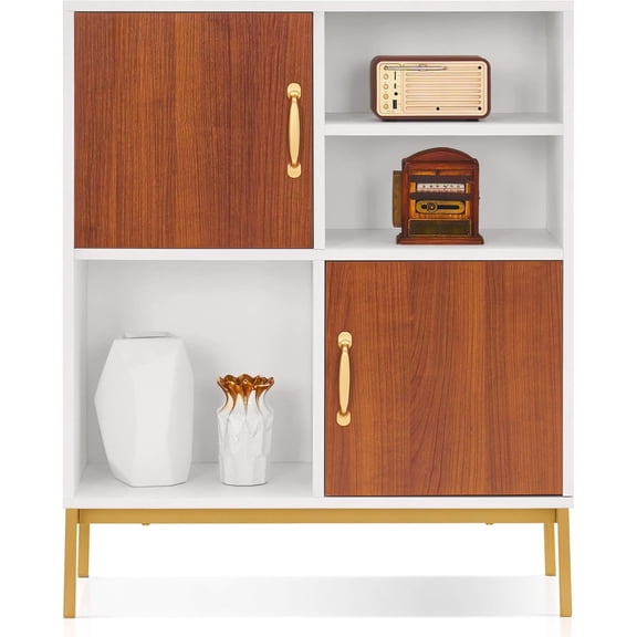 ivinta Buffet Cabinet with Storage, Rustic Wood Sideboard with Storage Shelves and Doors, Coffee Bar Cabinet for Kitchen, Living Room, Hallway, 1020 (Cherry Brown)