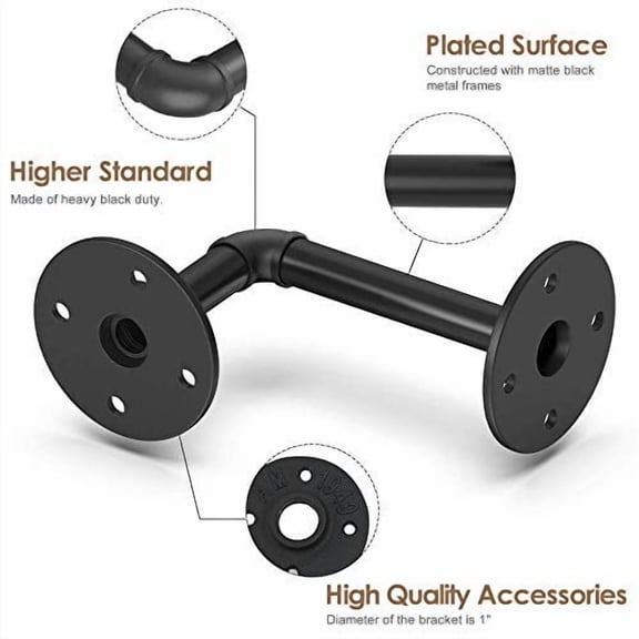 ivinta Industrial Bookcase Corner Shelf, 5 Shelf Wall Mount Pipe Bookshelf Solid Wood Shelves, Corner Standing Bookcase, Metal Display Stand