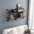 ivinta Industrial Pipe Shelves with Wood 2Tiers, Rustic Wall Mount